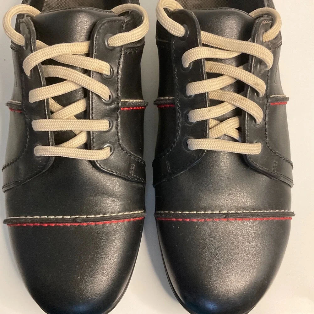 Bally Golf Shoes Shoes 27902 Black Leather Red/White Stitching‎ Women's 7.5